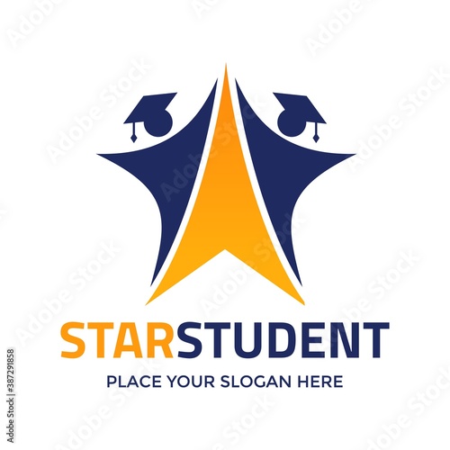 Student star vector logo template. This design use human or people symbol. Suitable for education.