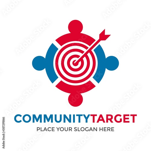 Community or Human target vector logo template. This design use people and goal symbol. Suitable for business.
