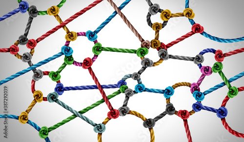 Fotografía Connection network concept and connected diversity as circle shaped group of rop