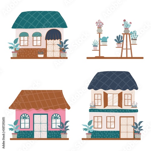 Cozy houses collection, Cute and trendy with flat design
