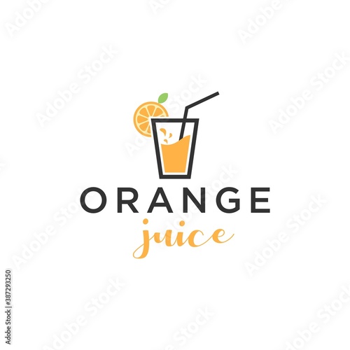 Juicy Fresh Orange Juice Logo with Citrus and Vitamin C Concept