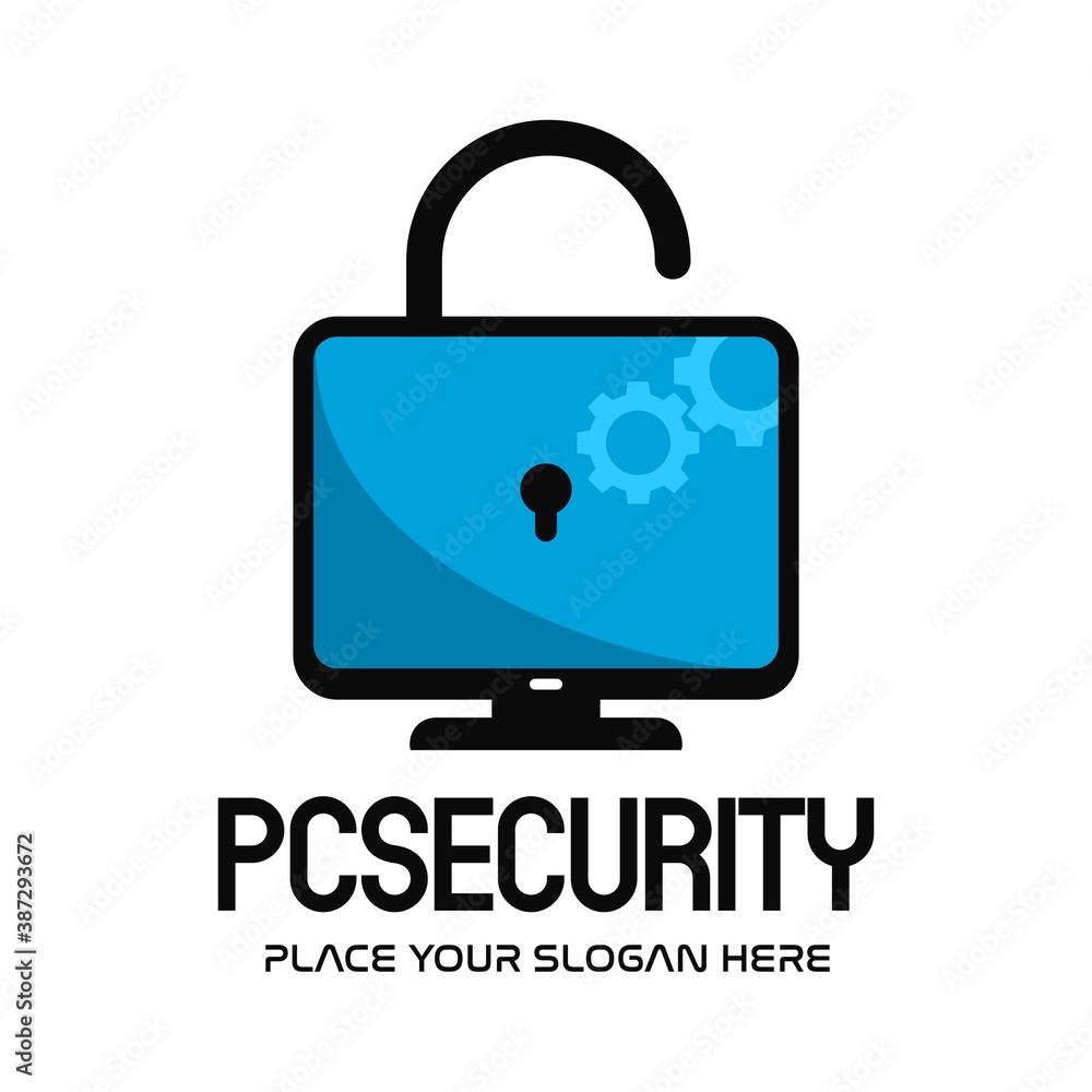 PC Security vector logo template. This design use protection symbol. Suitable for technology.