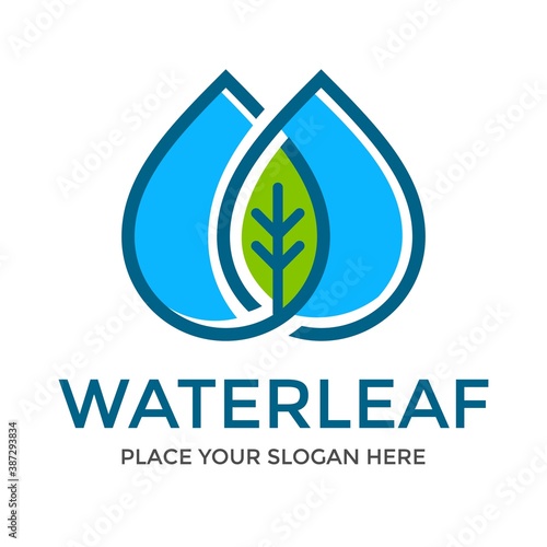 Water leaf vector logo template. This design use nature symbol. Suitable for environment business.