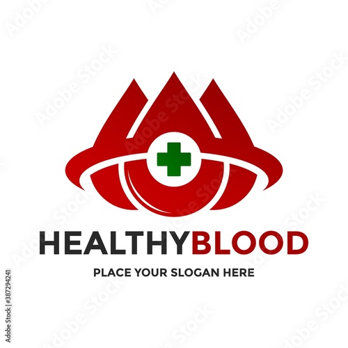 Healthy blood vector logo template. This design use cross symbol. Suitable for medical.