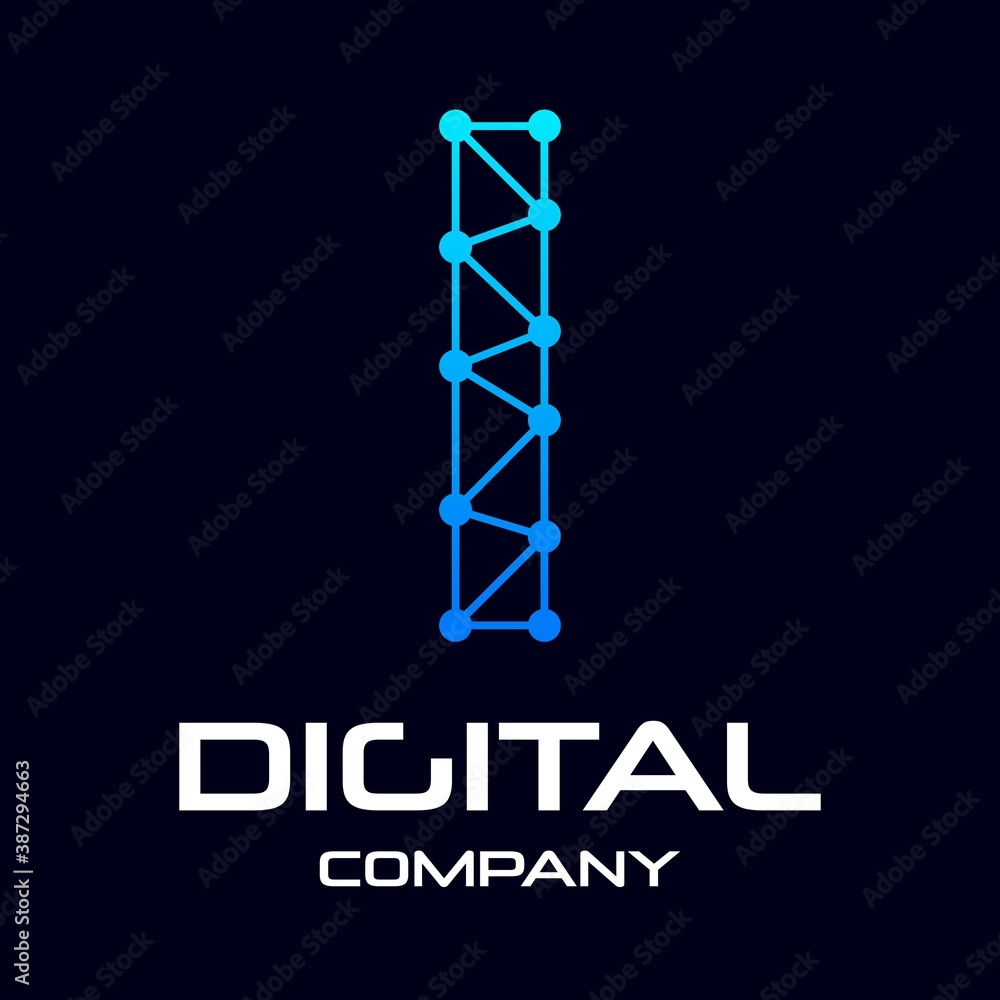 Digital letter I vector logo template. This design use technology and dot symbol. Suitable for identity brand. Digital letter I vector logo template. This design use technology and dot symbol. Suitable for identity brand.