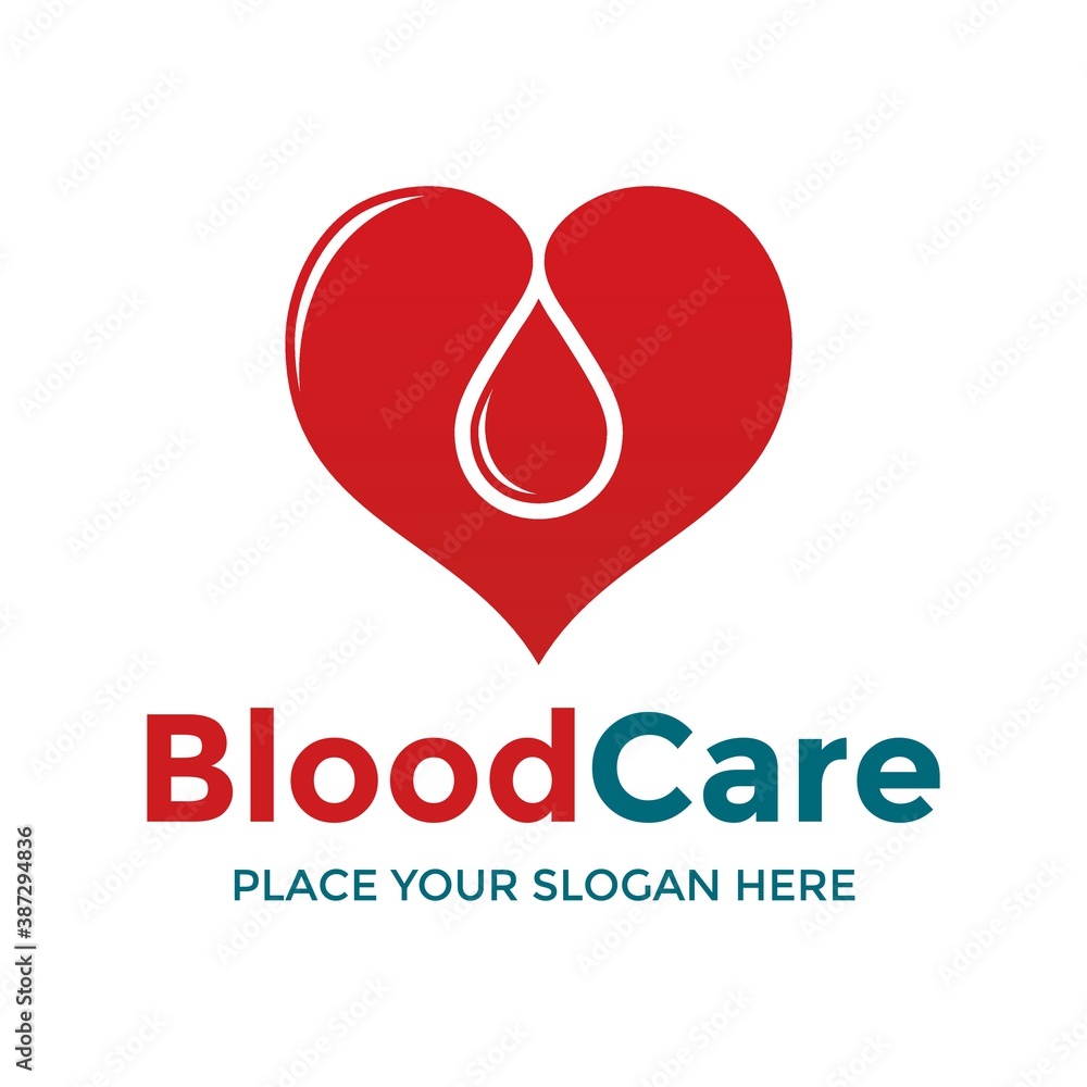 Blood care vector logo template. This design use love symbol. Suitable for humanity.