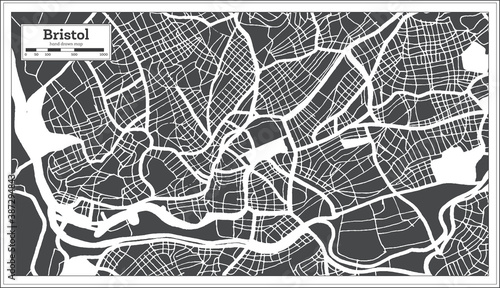 Bristol Great Britain City Map in Black and White Color in Retro Style. Outline Map.