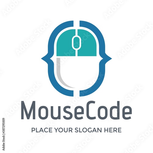 Mouse code vector logo template. This design use technology and developer symbol. Suitable for programmer business.