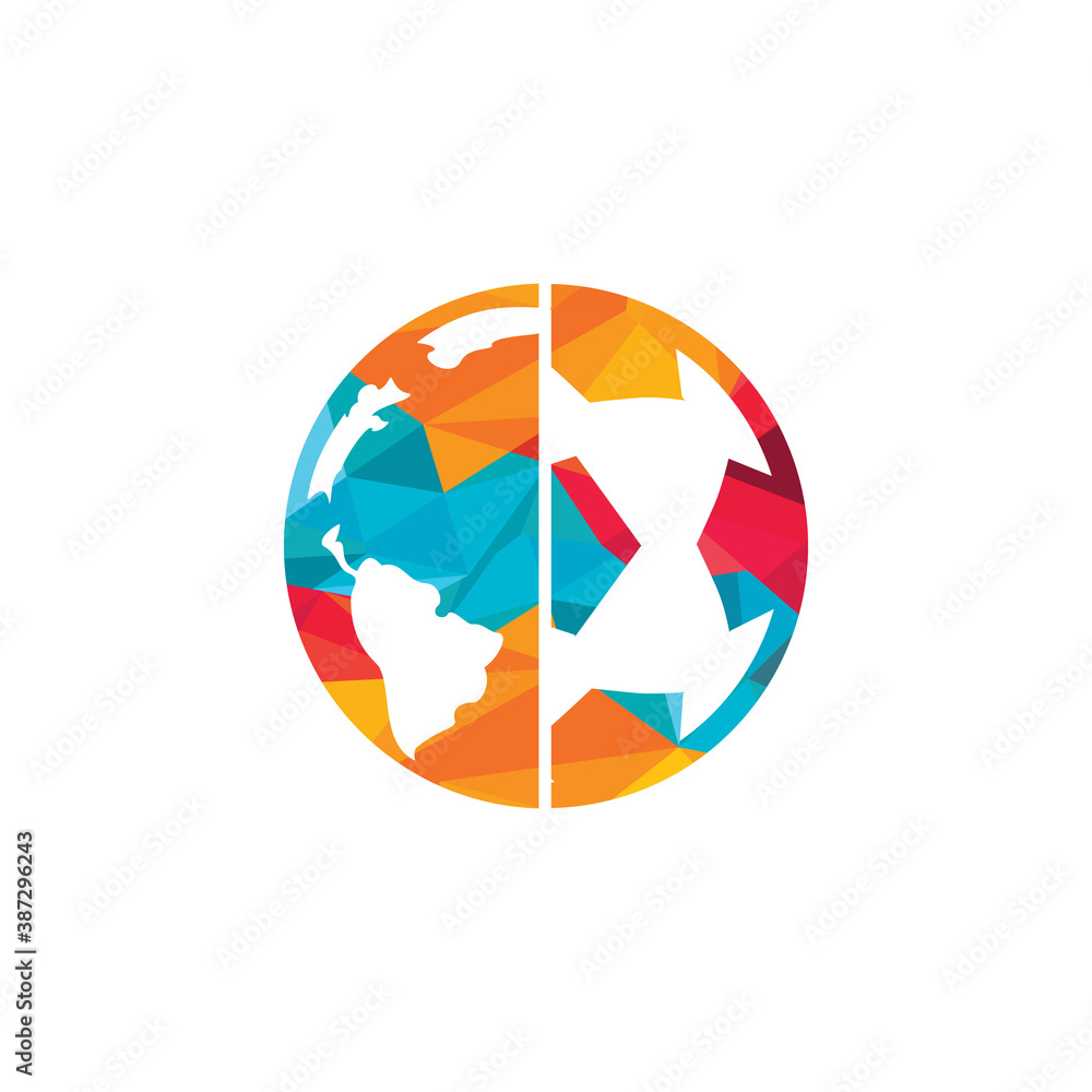 Soccer globe vector logo design template. Soccer planet logo template illustration.