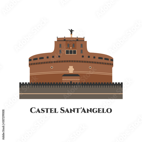 Castel Sant Angelo in Rome, Italy. The famous tourist attraction of Italy. It is a towering cylindrical building. The other name is Mausoleum of Hadrian. The best place for tourist vacation