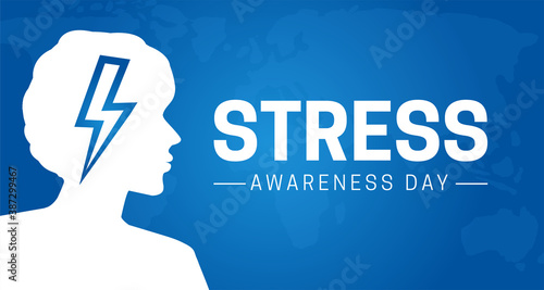 Stress Awareness Day Background Banner Illustration with Woman