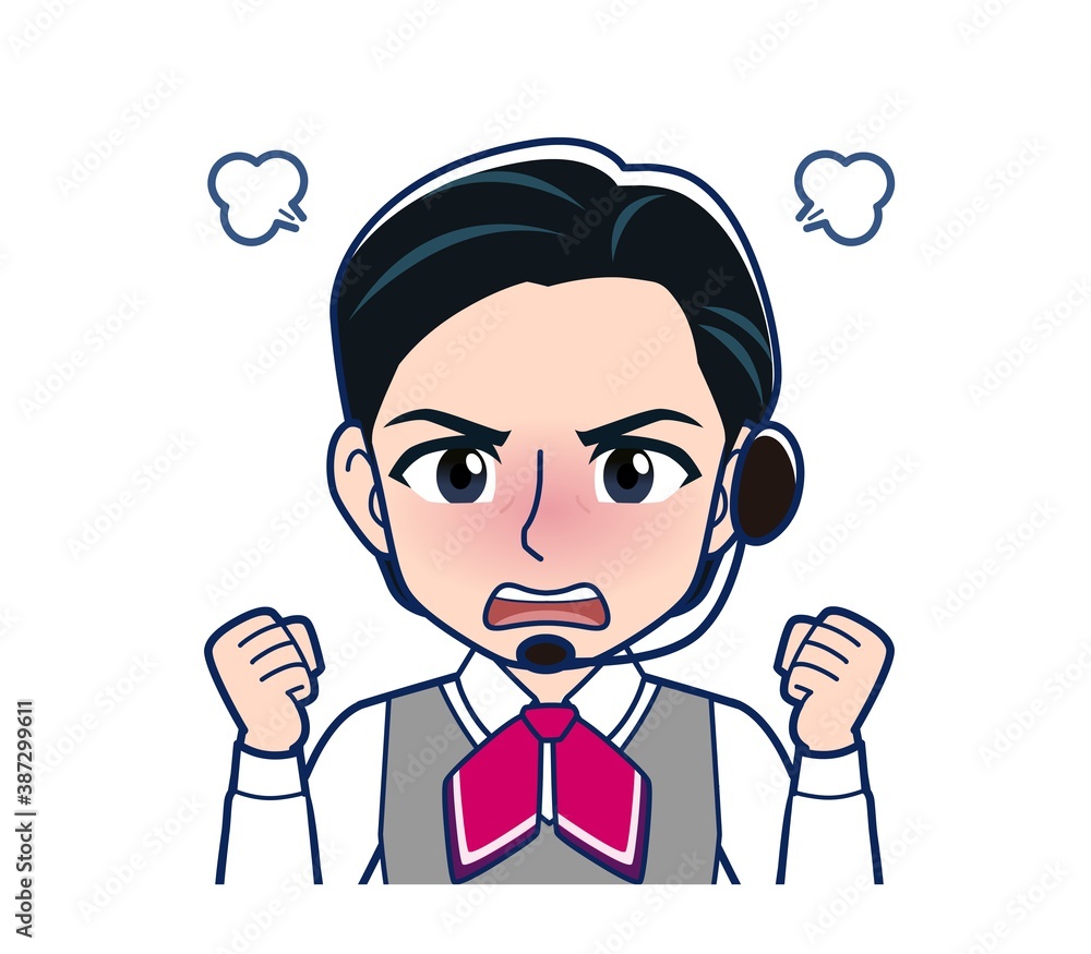 Middle-aged woman in red ribbon uniform