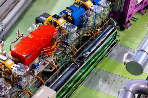 Synchrotron accelerator tunnel in synchrotron building interior