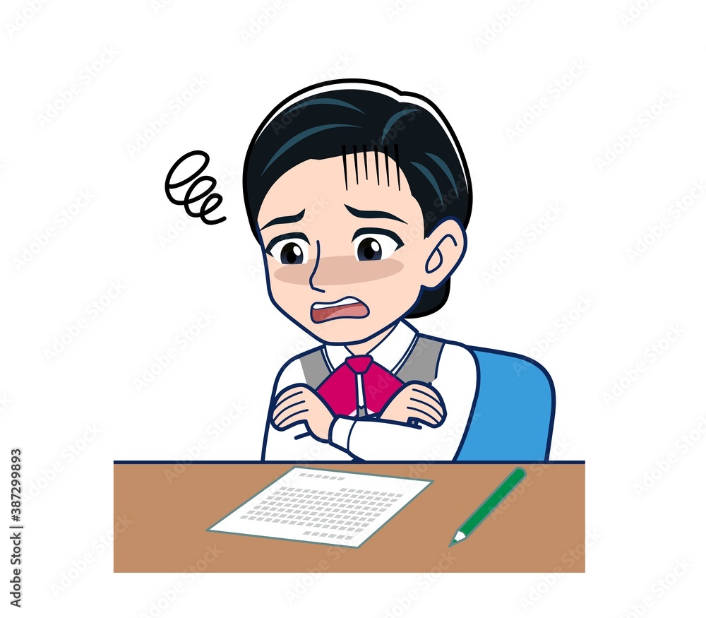 Middle-aged woman in red ribbon uniform Middle-aged woman in red ribbon uniform