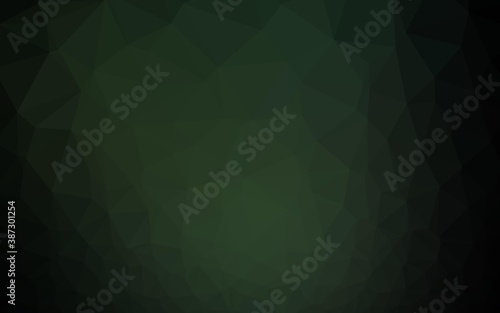 Dark Green vector polygon abstract background.