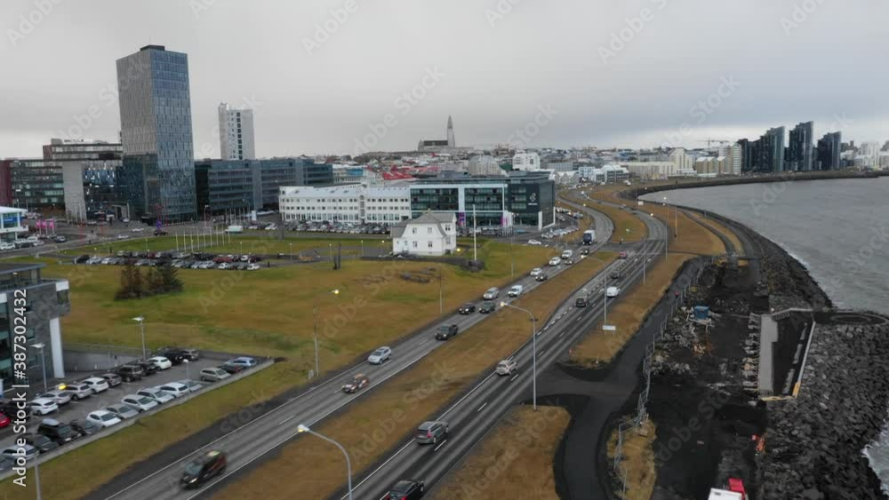 custom made wallpaper toronto digitalAerial view of Reykjavik rooftops and roads in Iceland