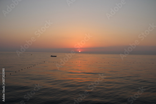 red sea dawn from the sea in summer