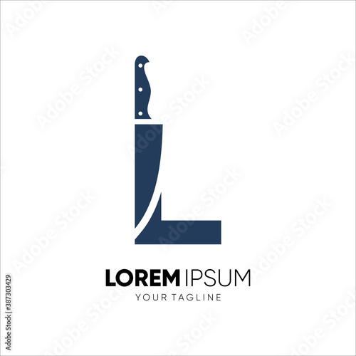 Letter L Knife Logo Design Vector