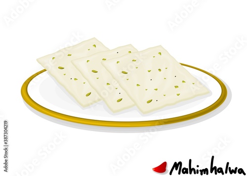 Mahim halwa indian Sweet Dish Food Vector