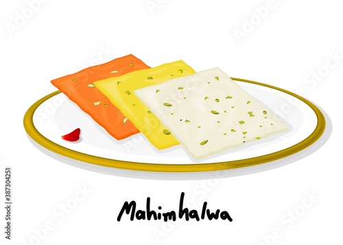 Mahim halwa indian Sweet Dish Food Vector
