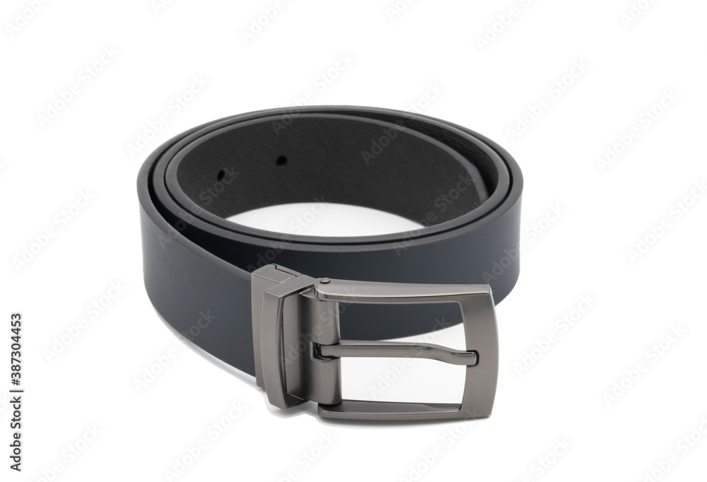 Black leather belt isolated on white background Black leather belt isolated on white background
