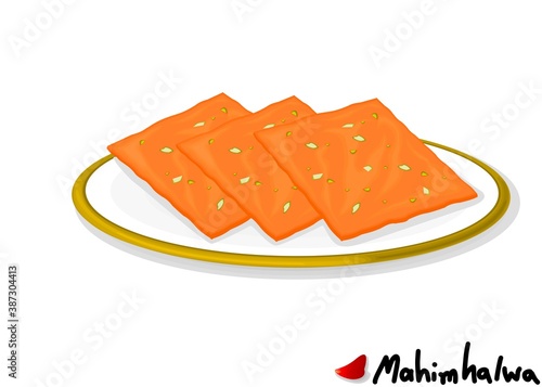 Mahim halwa indian Sweet Dish Food Vector
