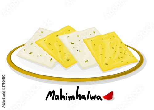 Mahim halwa indian Sweet Dish Food Vector