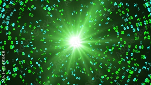 digital binary code big data or database in zooming time warp concept