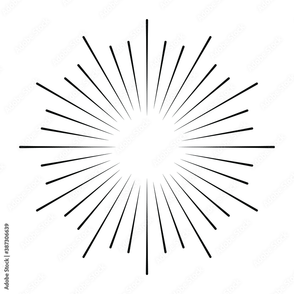 Abstract Spark Sunbeam Starburst Black Line Doodle Design Elements Vector Template