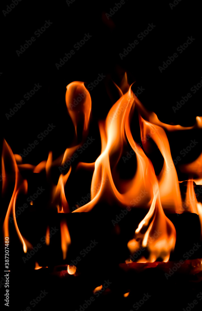 Red blaze Fire flame on a black background Red blaze Fire flame on a black background