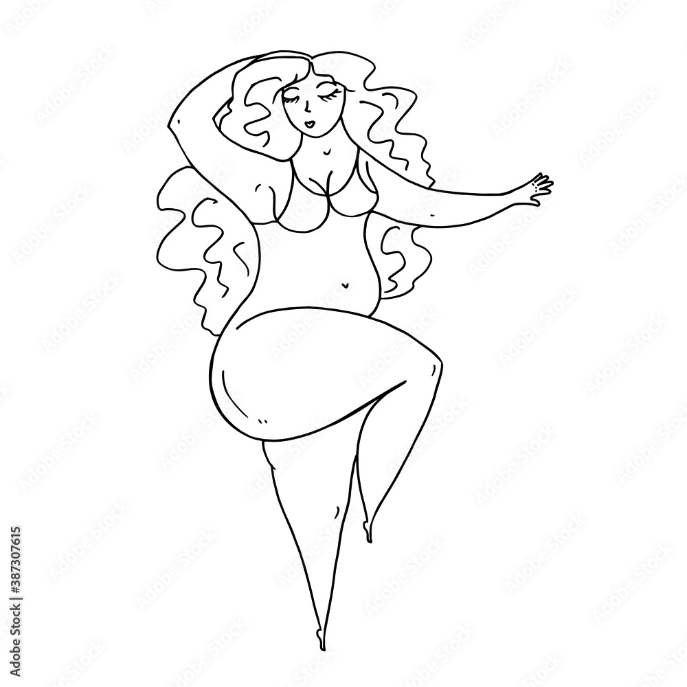 Girl in a bikini, a luxurious woman. Vector illustration. Girl in a bikini, a luxurious woman. Vector illustration.
