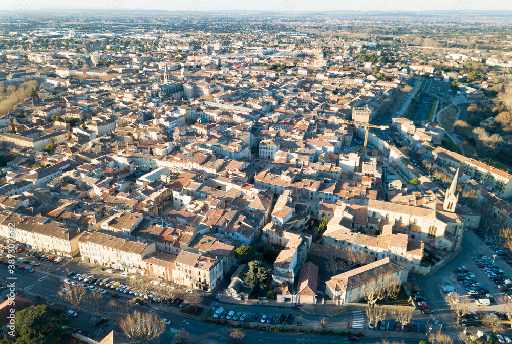 Aerial view of the french city of Carpentras. Provence, France