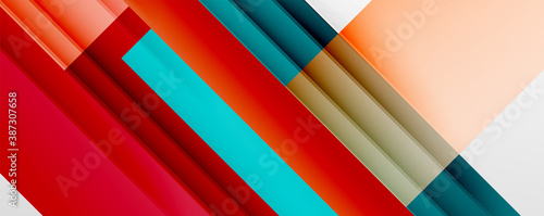 Geometric abstract backgrounds with shadow lines, modern forms, rectangles, squares and fluid gradients. Bright colorful stripes cool backdrops