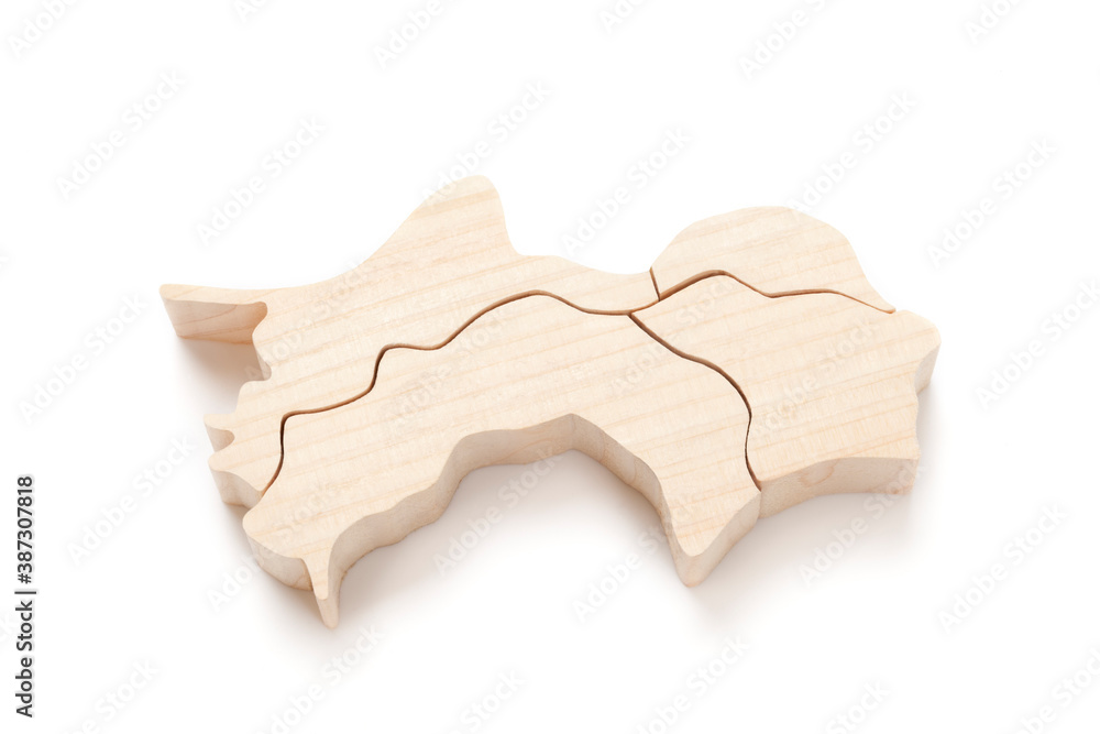 Fototapeta premium 四国地方の木製地図