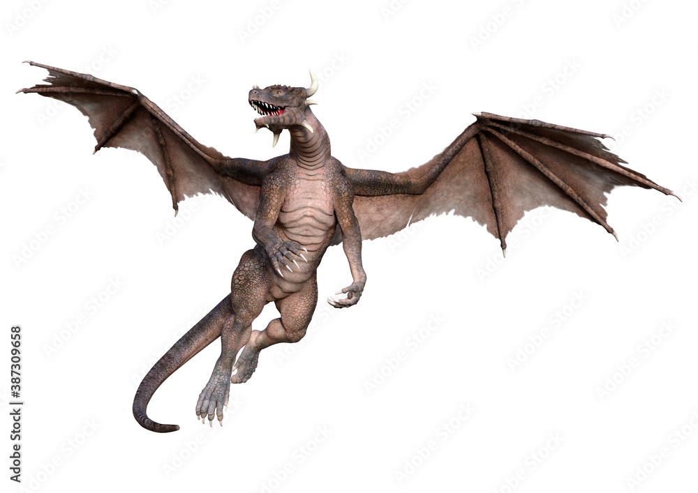 Fototapeta premium 3D Rendering Fairy Tale Dragon on White