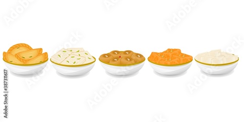 Indian Sweets or Mithai Like Gujiya,Barfi,Sandesh,Kalakand,Petha