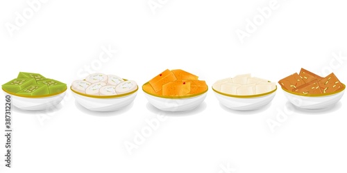 Indian Sweets or Mithai Like Petha,Halwa,Barfi,Peda,mysorepak