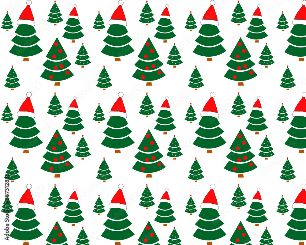 seamless new year pattern for wrapping textile gifts on a white background christmas tree