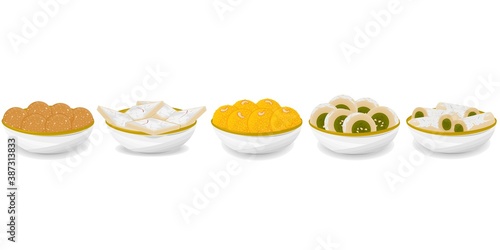 Indian Sweets or Mithai Like Laddu,Kaju katli