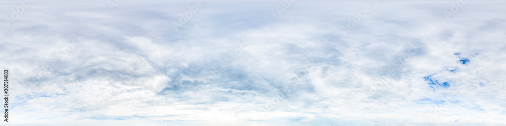 360° Panorama, Himmel, Wolken, ohne Boden, zur Verwendung in 3D-Grafiken, Himmelsersatz für Kompositionen in sphärischen Luft- und Bodenpanoramen als Himmelskuppel
