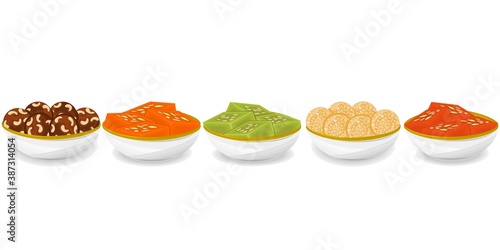 Indian Sweets or Mithai Like Halwa,Laddu