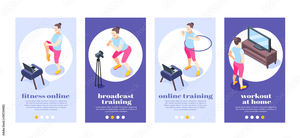  Fitness Online Isometric Posters  