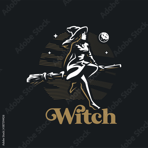 Witch flies on a broom