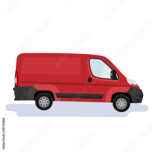 Minivan, car for transportation of goods. Cargo delivery. Car on a white background. Vector illustration.
