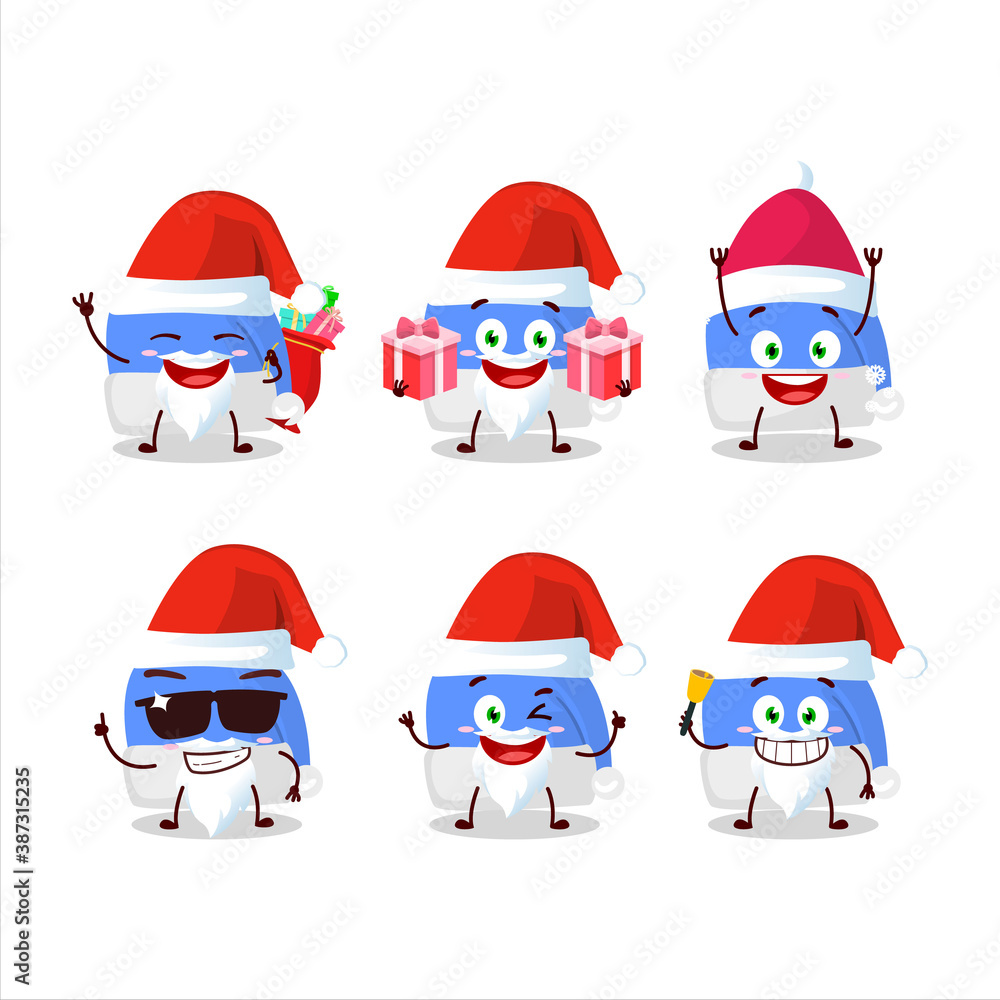Santa Claus emoticons with blue santa hat cartoon character
