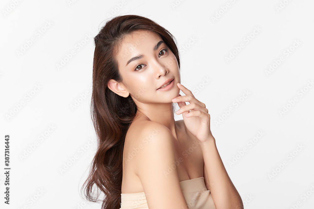 Beautiful young asian woman with clean fresh skin on white background, Face care, Facial treatment, Cosmetology, beauty and spa, Asian women portrait Beautiful young asian woman with clean fresh skin on white background, Face care, Facial treatment, Cosmetology, beauty and spa, Asian women portrait