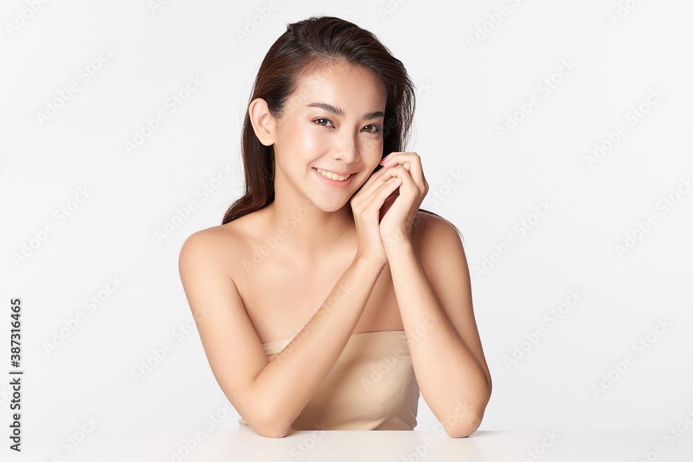 Beautiful young asian woman with clean fresh skin on white background, Face care, Facial treatment, Cosmetology, beauty and spa, Asian women portrait Beautiful young asian woman with clean fresh skin on white background, Face care, Facial treatment, Cosmetology, beauty and spa, Asian women portrait