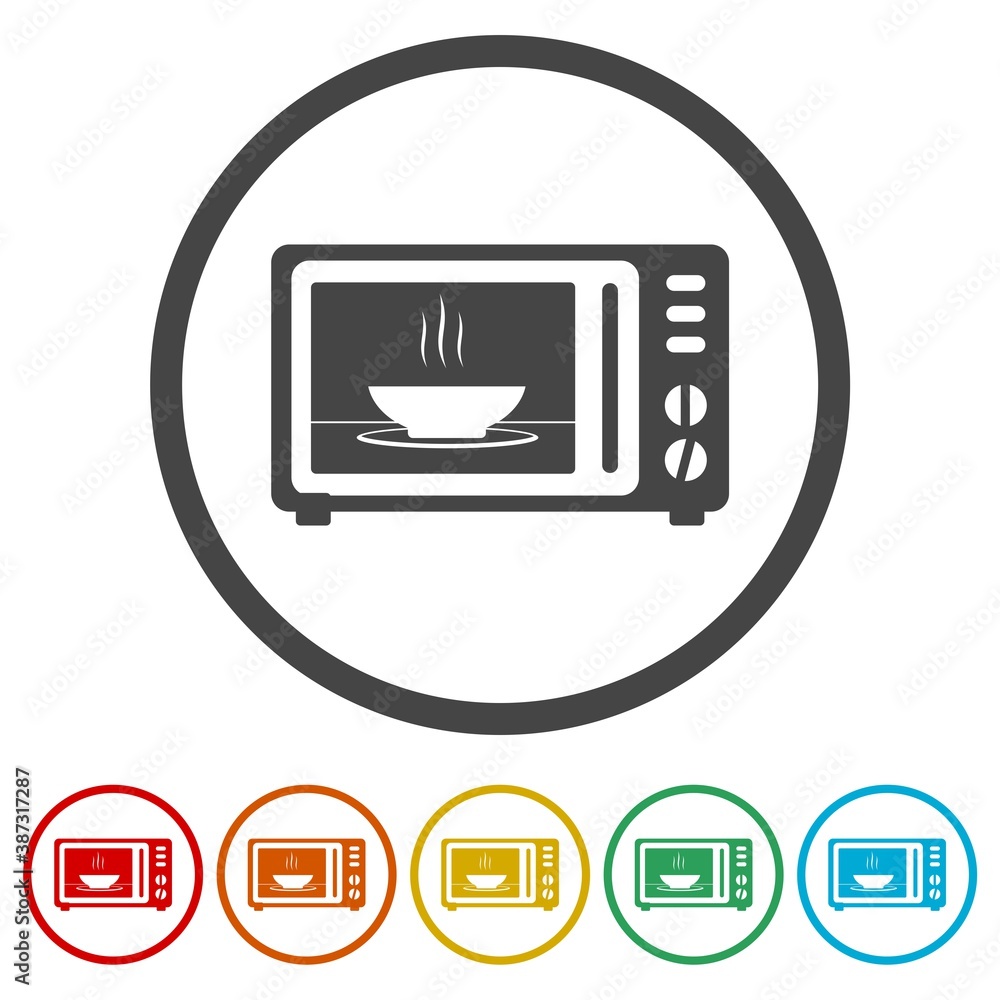 Microwave oven ring icon, color set