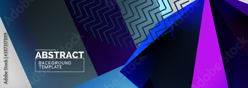 Low poly 3d geometric shapes, minimal abstract background. Vector illustrations for covers, banners, flyers and posters and other