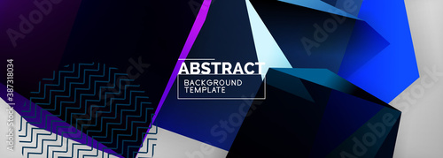 Low poly 3d geometric shapes, minimal abstract background. Vector illustrations for covers, banners, flyers and posters and other